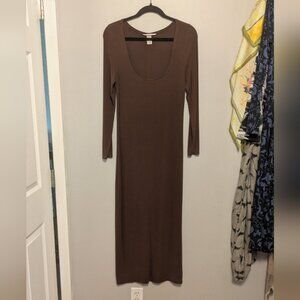 Victoria's Secret Brown Modal Ribbed Knit Midi Dress